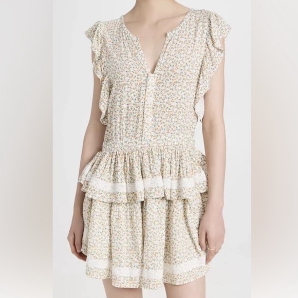 NWT Sokie Collective Mini Flicker Yellow and Green Floral Dress Size: Small - Picture 7 of 8